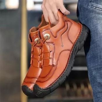 Модные легкие кожаные повседневные туфли. Прочные и удобные мужские кроссовки для работы, путешествий и повседневной жизни. US 5(EUR 38) чёрный