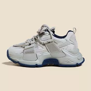 Модные легкие повседневные спортивные туфли для женщин, новые сетчатые дышащие толстые подошвы, кожаные повседневные спортивные туфли, размер 35-40 35 серый