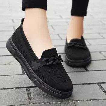 Модные легкие повседневные туфли с цепочкой, новые туфли на плоской подошве, однотонные, простые, удобные, элегантные, женские туфли Zapatos Mujer 36