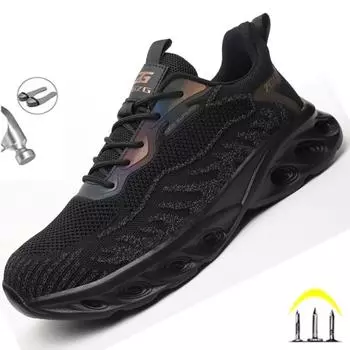 Модные легкие рабочие защитные ботинки для мужчин, противоударные, противопрокольные, защитные ботинки, кроссовки со стальным носком 38 чёрный