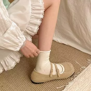 Модные легкие ретро французские туфли с плоским дном и неглубоким горлом женские новинка 2025 года весна-осень юбка универсальные туфли Мэри Джейн 35 чёрный