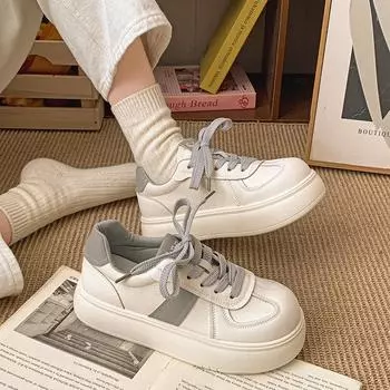 Модные легкие ретро-туфли на универсальной платформе белого цвета для женщин 2025 года, новые легкие повседневные спортивные туфли для сноуборда 35 серый