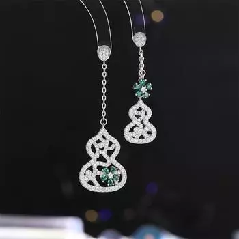 Модные легкие роскошные асимметричные серьги-гвоздики в форме тыквы AB, слегка инкрустированные цирконами, серебряные иглы 925 пробы, знаменитый темперамент, высококачественные серьги