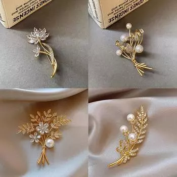 Модные легкие роскошные броши в виде колоса пшеницы для женщин, блестящие булавки в виде цветка циркония, значок, костюм, пальто, одежда, аксессуары, ювелирные изделия, подарки A9