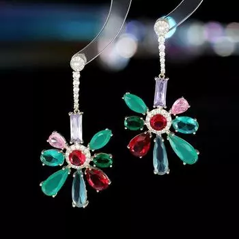 Модные легкие роскошные цветущие фейерверки темперамент цвет сокровище допамин серьги s925 серебряная игла супер фея милая индивидуальность серьги женщины серебряный