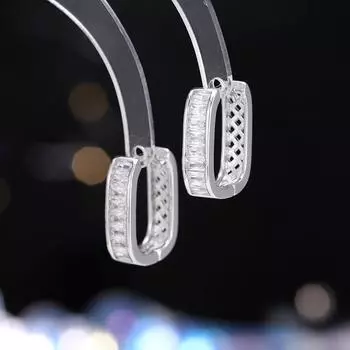 Модные легкие роскошные геометрические трехмерные квадратные серьги-пряжки с супер-вспышкой циркония, темпераментные, универсальные, уникальные средневековые серьги