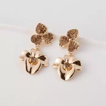 Модные легкие роскошные металлические серьги со стразами в форме цветка для женщин, европейский новый стиль, преувеличенные серьги-подвески, ювелирные украшения для вечеринки золотой