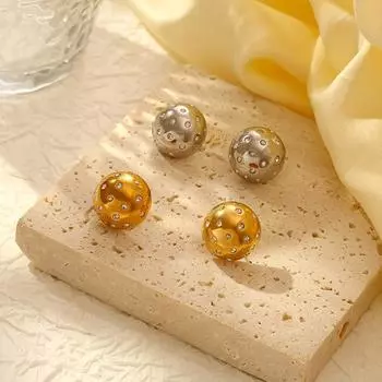 Модные легкие роскошные серьги премиум-класса с круглым бриллиантом из нержавеющей стали женские трендовые серьги с покрытием 18 карат