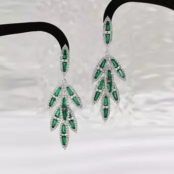 Модные легкие роскошные тяжелые промышленные серьги с микроинкрустацией цирконием, многослойные серьги в форме листьев, универсальные серьги премиум-класса розовый