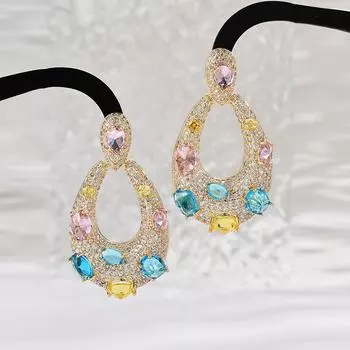 Модные легкие роскошные тяжелые промышленные серьги слегка инкрустированные цирконием серьги-капли темперамент универсальные серьги золотой