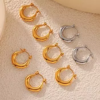 Модные легкие роскошные U-образные овальные серьги с пряжкой из титановой стали с полым дизайном, простые универсальные серьги для женщин, фабрика ювелирных изделий