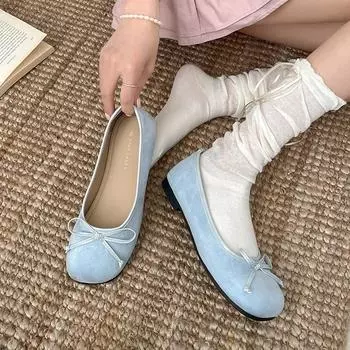 Модные, легкие, супер-огненные и красивые французские туфли на плоской подошве с мелким горлом для женщин 2025 года, новые летние туфли в стиле ретро Мэри Джейн 35 розовый