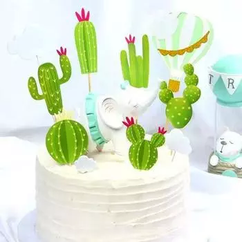 Модные легкие зеленые десертные топперы с кактусом, милые зелёный