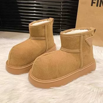 модные леопардовые женские меховые ботильоны на платформе с лодыжкой зимние туфли на плоской подошве из замши и плюша из хлопка бренд 2025 года тренд теплые повседневные удобные ботинки женские 35 малиновый