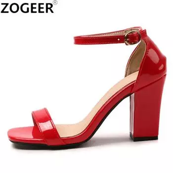 Модные летние босоножки женские, цветные, лаконичные, однотонные, с ремешком на щиколотке, женские шлепанцы, обувь на высоком каблуке, праздничная, свадебная обувь, женские, большого размера 34