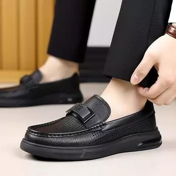 Модные летние дизайнерские новые мужские мокасины из полой кожи на платформе, модные повседневные туфли на мягкой подошве для деловых мужчин Sapatos Para Hombre 38