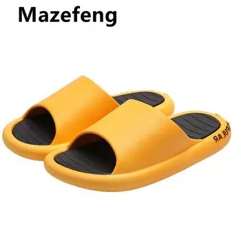 Модные летние домашние мужские тапочки 2024 года, простые черные и белые туфли для влюбленных, нескользящие тапочки для ванной, шлепанцы, домашние женские тапочки на платформе 36-37 белый