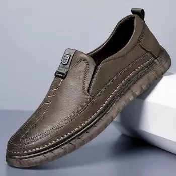 Модные летние дышащие мужские кожаные повседневные туфли, модные резиновые мокасины ручной работы, кроссовки для ходьбы на открытом воздухе, мокасины 38 хаки