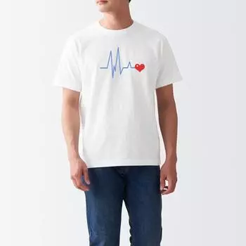 Модные летние футболки с принтом сердца и электрокардиограммы для мужчин и женщин из хлопка, свободные, с круглым вырезом и короткими рукавами для мужчин S белый