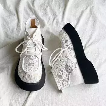 Модные летние короткие сапоги из полой сетки для женщин, тонкие дышащие туфли на толстой подошве, модные универсальные повседневные сандалии для принцессы 35 бежевый