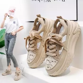 Модные летние кроссовки на спортивной платформе для женщин, кроссовки для бега, модные дышащие кроссовки с толстой подошвой, женская обувь для тенниса 35 белый