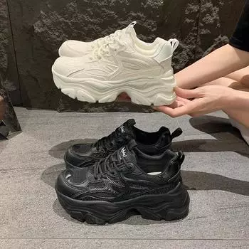 Модные летние кроссовки на толстой подошве, увеличивающие рост, универсальные дышащие повседневные спортивные туфли, дышащие спортивные кроссовки для фитнеса, повседневные кроссовки 35-40 35 бежевый