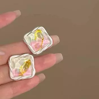 Модные летние квадратные серьги цвета океанского желе для женщин — легкая роскошь, уникальный дизайн высшего класса.