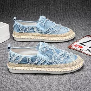 Модные летние льняные мокасины мужские классические повседневные туфли без застежек мужские эспадрильи парусиновые туфли на плоской подошве мужские дышащие туфли для вождения мужские 39