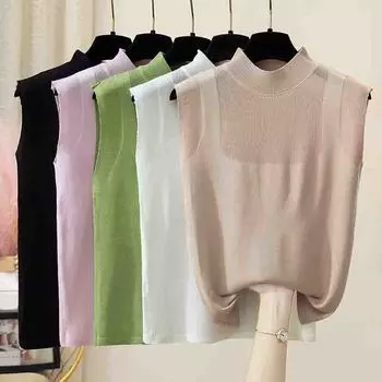 Модные летние майки без рукавов трикотажные жилеты майка женская черно-белая трикотажная майка женские топы майки JJ13 One Size красный