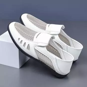 Модные летние модные мужские мокасины из полой кожи на плоской подошве, дизайнерские новые повседневные деловые мужские сандалии для активного отдыха, кроссовки для бега 38