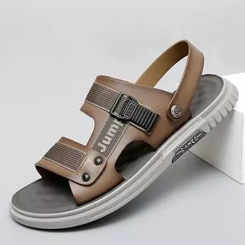 Модные летние мужские дышащие сандалии с мягкой подошвой, удобные тапочки с открытым носком, высококачественная обувь для отдыха на пляже и работы для мужчин 38 хаки