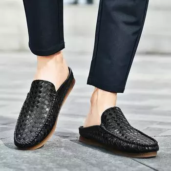 Модные летние мужские мокасины Полутапочки Модные дизайнерские туфли для вечеринок Повседневные офисные туфли для отдыха на открытом воздухе Прогулки Мужские дышащие туфли 39 коричневый