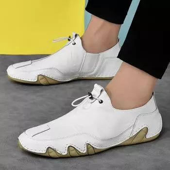 Модные летние мужские новые белые черные нескользящие износостойкие подошвы туфли из кожи осьминога, мокасины для вождения, мужские роскошные брендовые лоферы 38 белый