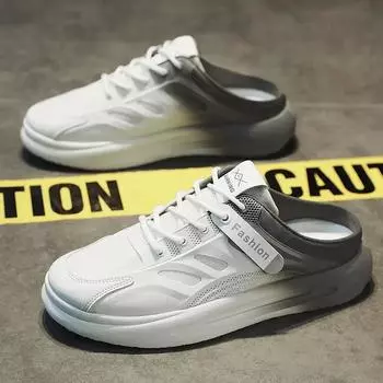 Модные летние мужские полутапочки смешанных цветов, дышащие, удобные, модные, повседневные, нескользящие, износостойкие, мужские тапочки 39