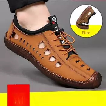 Модные летние мужские повседневные туфли, дышащие модные кроссовки, деловые, мягкие, для ходьбы, лоферы, сандалии, Hombre 39 коричневый