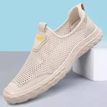 Модные летние мужские повседневные туфли с открытыми носками, дышащая сетчатая обувь, мокасины без застежек, мягкие мужские туфли на плоской подошве для вождения, мягкие мужские кроссовки ручной работы 38