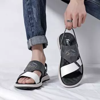 Модные летние мужские сандалии 2024 года для отдыха на пляже, праздничные сандалии для мужчин, новые уличные кроссовки для мужчин в стиле ретро, удобные повседневные сандалии для мужчин 38 чёрный