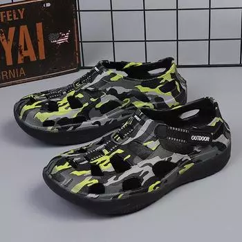 Модные летние мужские сандалии для отдыха на открытом воздухе с нескользящей толстой подошвой, удобные мягкие мужские пляжные туфли, легкие сандалии из ЭВА на платформе Zapatos Hombre 40 чёрный