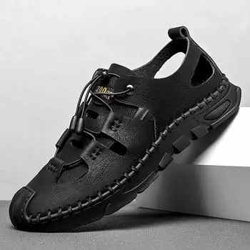 Модные летние мужские сандалии для походов Уличные дышащие удобные сандалии Мужские модные дизайнерские белые сандалии Мужские кожаные сандалии 38 белый