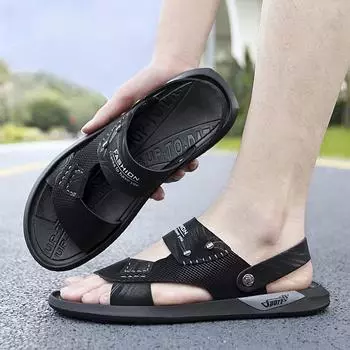 Модные летние мужские сандалии кожаные тапочки мужские сандалии роскошная обувь ручной работы тапочки брендовые мужские мокасины пляжные сандалии кроссовки 45 38 чёрный