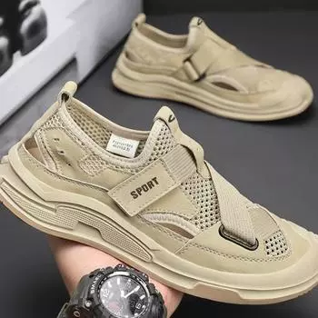 Модные летние мужские сандалии, модные уличные нескользящие пляжные тапочки на платформе, дышащая повседневная обувь для мужчин, модные дизайнерские сандалии 39 серый