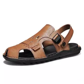 Модные летние мужские сандалии, нескользящие мужские шлепанцы, мягкие тапочки, легкие уличные сандалии, повседневная пляжная обувь, бесплатная доставка 2024 38 чёрный