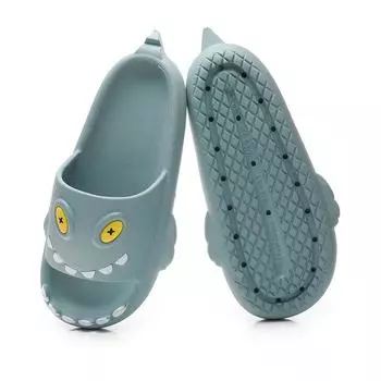 модные летние мужские тапочки креативные акула мягкая подошва уличные парные туфли мужские пляжные сандалии быстросохнущие домашние тапочки для ванной шлепанцы 36-37 зелёный