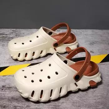 Модные летние мужские тапочки, модные туфли с толстым дном, тапочки из ЭВА, нескользящие тапочки Баотоу, пляжная женская садовая обувь 2024 36 чёрный