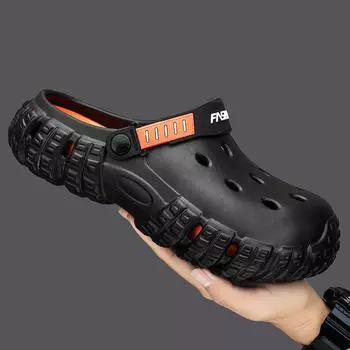 Модные летние мужские тапочки-сабо с мягкой подошвой, дышащие пляжные тапочки, мужские домашние тапочки для улицы, противоскользящие 36-37