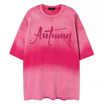 Модные летние новые американские ОСЕНЬ с принтом букв, вымытые в стиле старой улицы, модные короткие рукава S