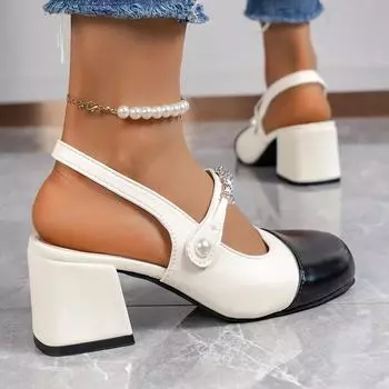 модные летние новые босоножки на высоком каблуке женские базовые двухцветные классические рабочие сандалии модная женская обувь летние сандалии 35 бежевый