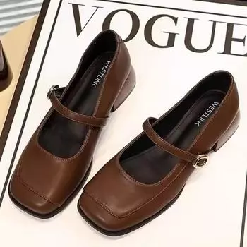 Модные летние новые брендовые женские туфли на плоской подошве с квадратным носком и неглубокими носами Туфли Мэри Джейн Мягкие повседневные балетки Туфли с открытой пяткой 35 бежевый