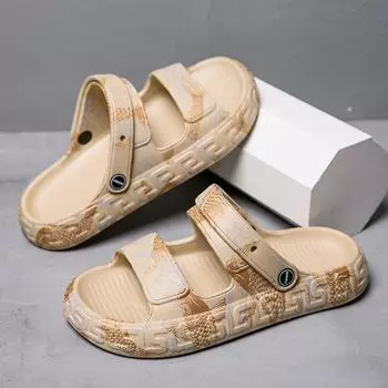Модные летние новые парные сандалии из ЭВА для женщин и мужчин, повседневные пляжные тапочки на толстой подошве для отдыха, мужские нескользящие классные тапочки 36-37 хаки