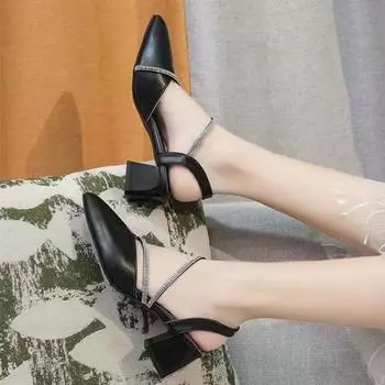 Модные летние новые сандалии со стразами и острым носком, женские повседневные модные удобные босоножки на высоком каблуке 35